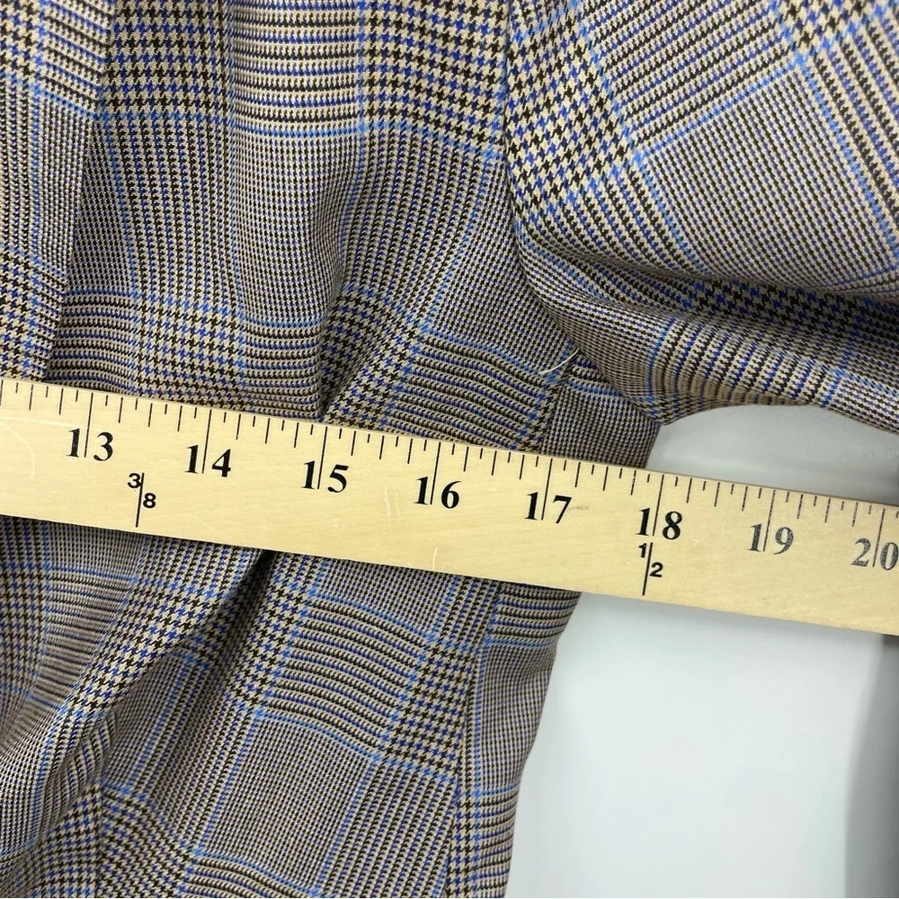 WAYF Goodwin‎ single breasted 1 Button Blazer Jacket check brown blue Sz S